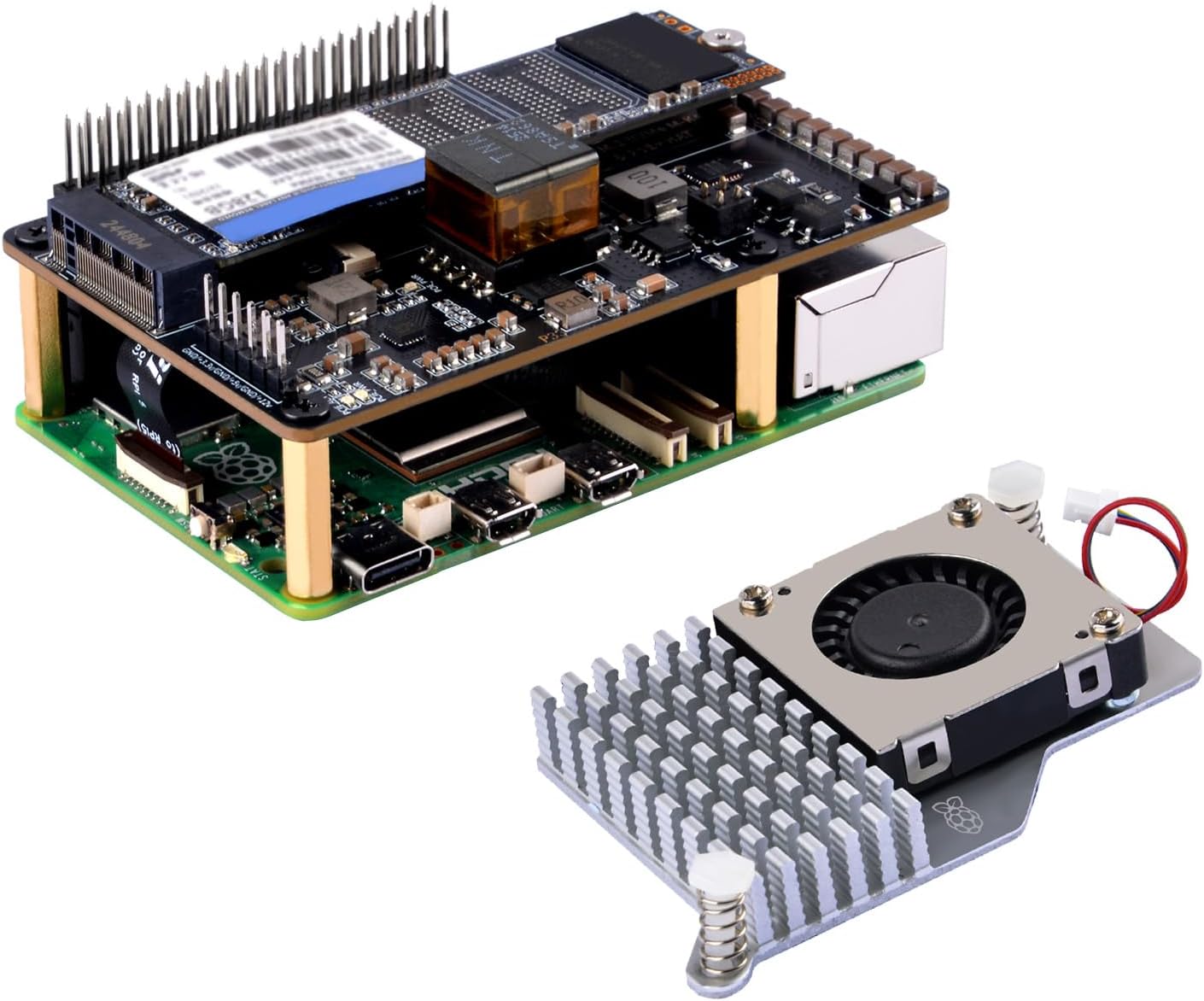 PoE HAT voor Raspberry Pi 5 | POE met actieve koeling en aluminium heatsink PoE HAT voor Raspberry Pi 5 | POE met actieve koeling en aluminium heatsink