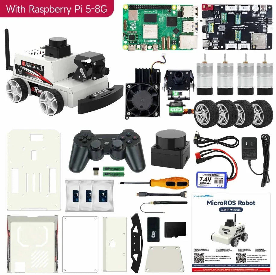 MicroROS-Pi5 ROS2 Robot Car - Robot Pi Shop
