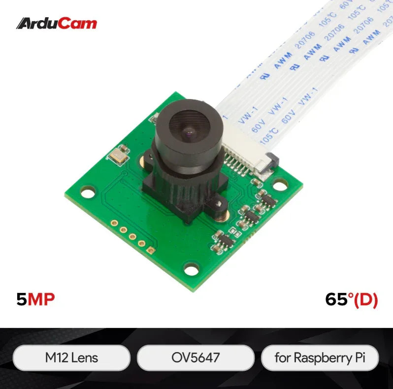 Arducam 5MP OV5647 Camera Module with M12 Lens - Robot Pi Shop