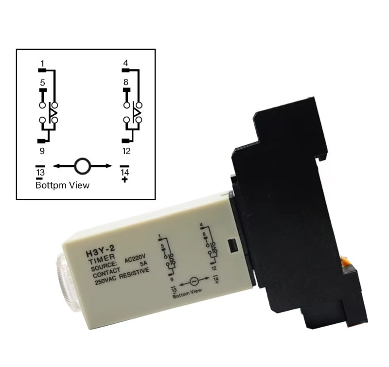 H3Y-2 Power Delay Relay 0-30s with base
