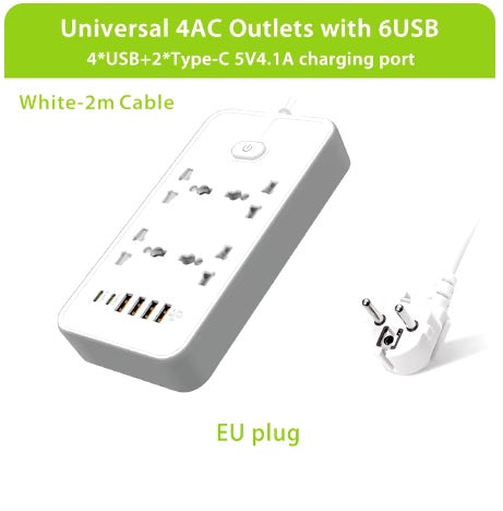 4 AC Power Socket with 6 USB