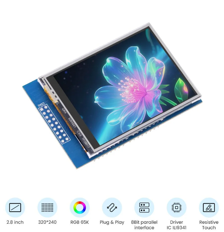 2.8inch TFT Screen 320*240 Touch Display for Arduino, Mega| ILI9341 Driver|Plug & Play