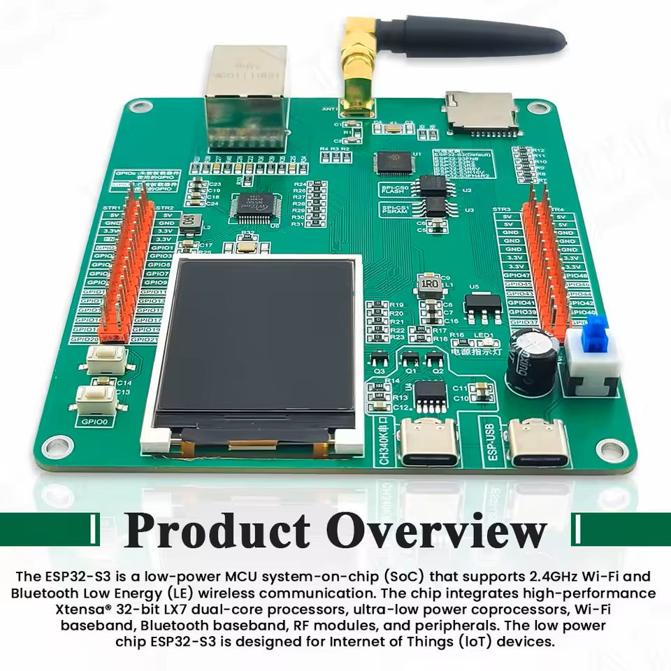 Electronic circuit board with components on a white background