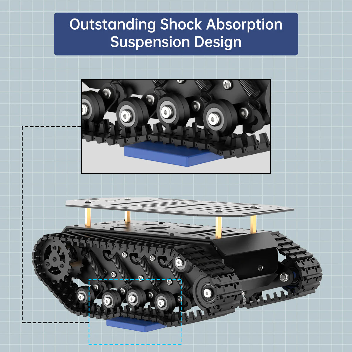 Hiwonder Track Chassis/ Suspension Shock Absorption Full-Metal Tank Robot Encoder Motor/ Smart Car Chassis