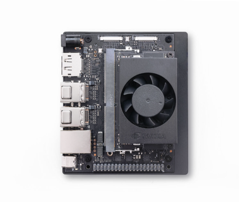 Computer motherboard with NVIDIA logo on a white background