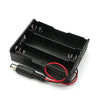 Black battery holder with wires on a white background