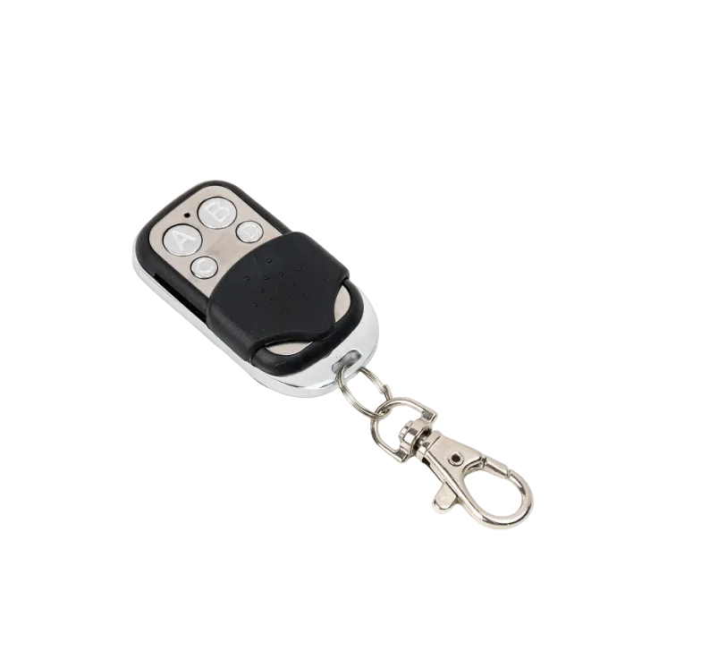 Remote control with keychain on a white background