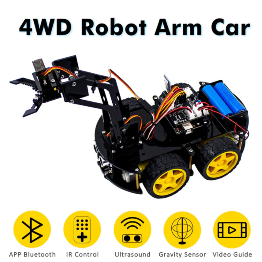 Mechanical 4WD Robot Arm Car Kit