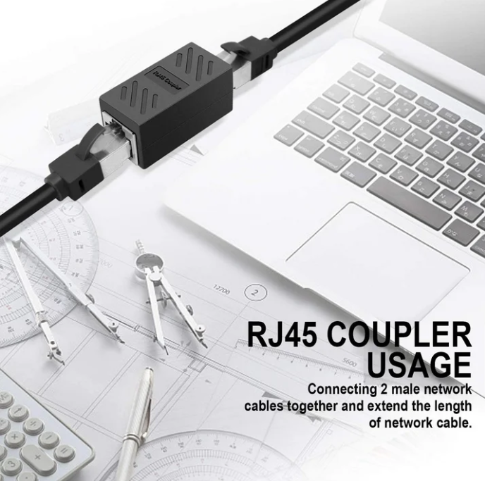 Cat6 RJ45 Female-to-Female LAN Cable Extension Adapter