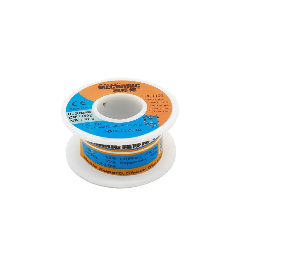 HX-T100 63/37 Tin Lead Rosin Core Solder Wire 0.3mm - Robot Pi Shop