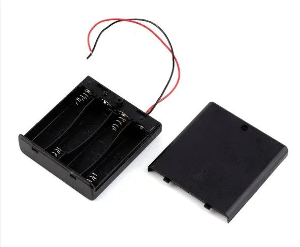 4-AA Battery Holder with cover - Robot Pi Shop
