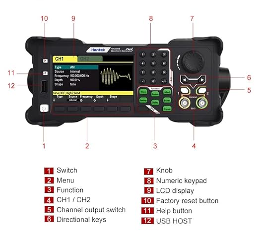 HANTEK HDG3022B Signal Generator 2CH 2M 25MHZ 300MSA/S USB Host Device