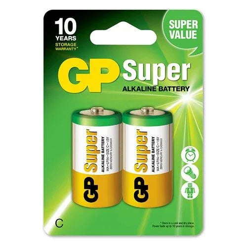 GP Super Alkaline C Size Batteries - Robot Pi Shop