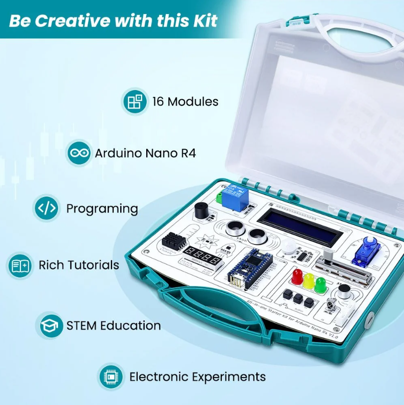 All-in-one Starter Kit for Arduino NANO R4 – Robot Pi Shop