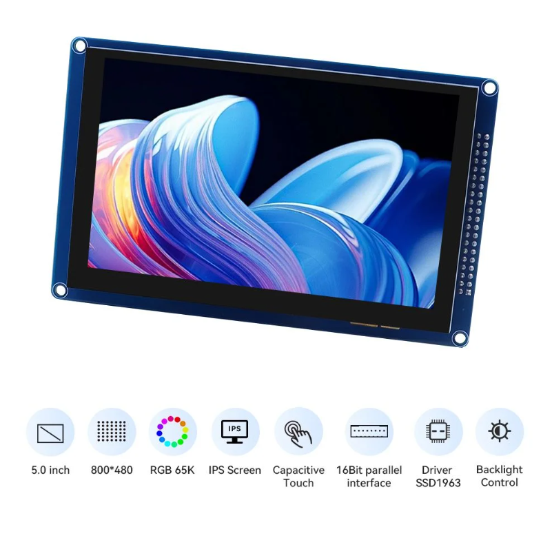 5inch 800*480 IPS Display 16BIT Parallel LCD Module| SSD1963 Driver |Capacitive Touch