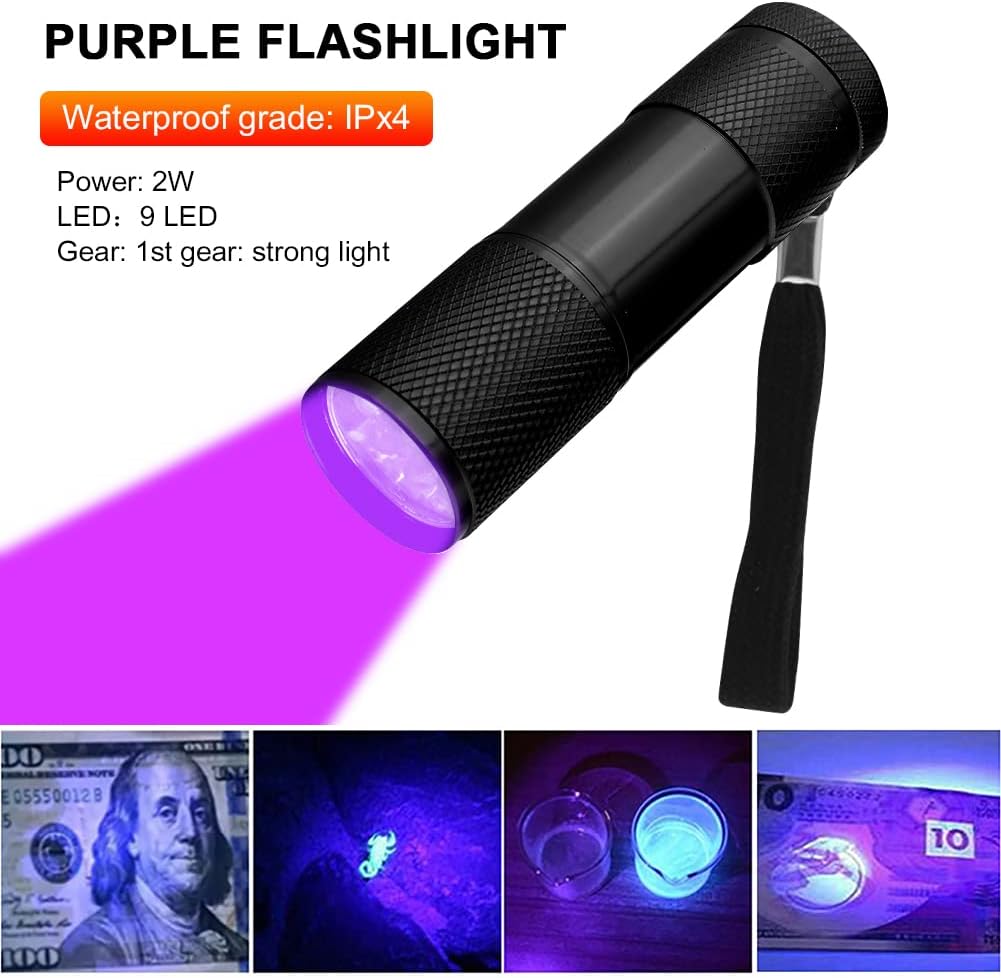 9LED UV Violet Flashlight