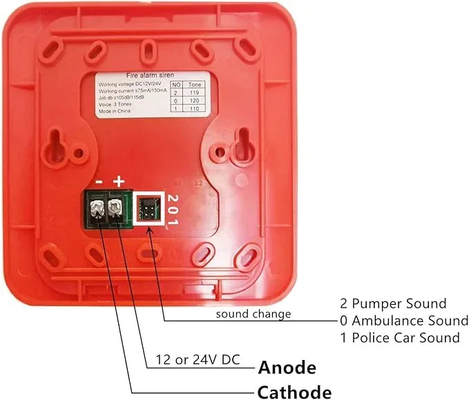 Fire sound and light alarm 220V - Robot Pi Shop