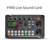 F998 Live Sound Card with control knobs and display on a white background