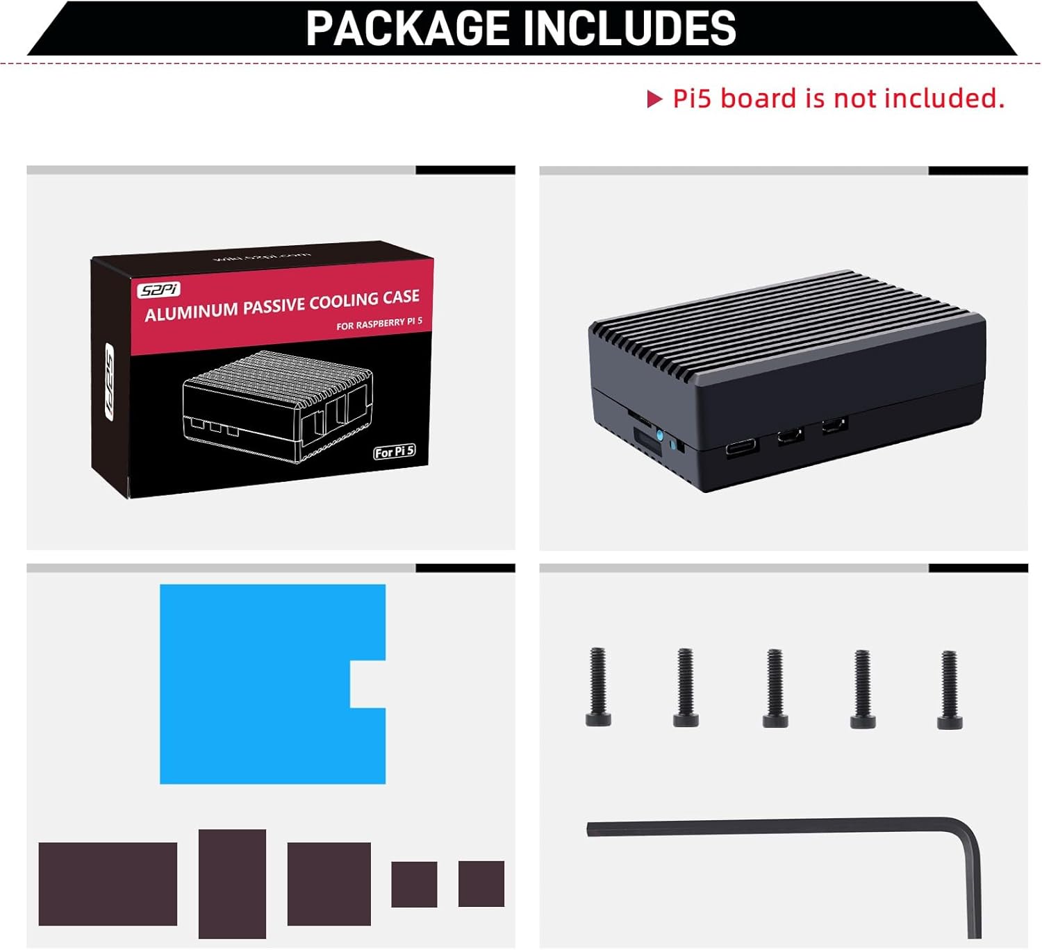 GeeekPi Aluminum Case Passive Cooler for Raspberry Pi 5