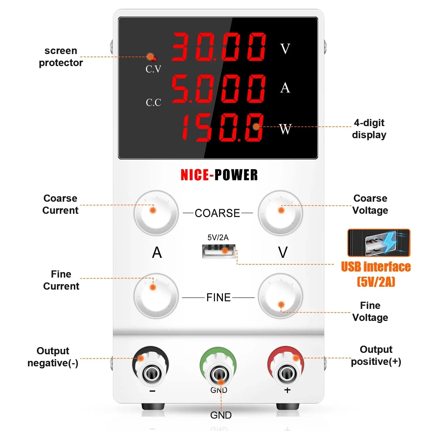 DC Power Supply SPS-305 White 30V 5A - Robot Pi Shop