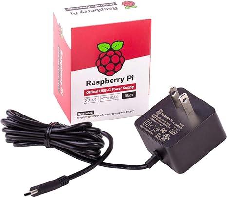 Raspberry Pi 15W USB-C Power Supply US - Black - Robot Pi Shop