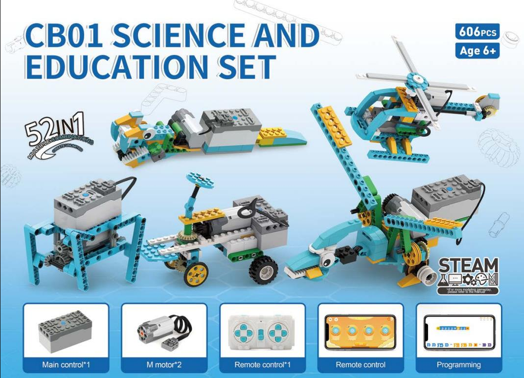606pcs 52 in 1 Science and Education Set Building Blocks