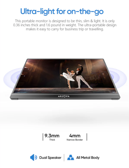 Arzopa Portable Monitor 15.6" FHD 1080P