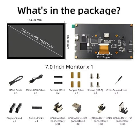 7 Inch Touch Screen IPS 1024x600 HD LCD HDMI Display