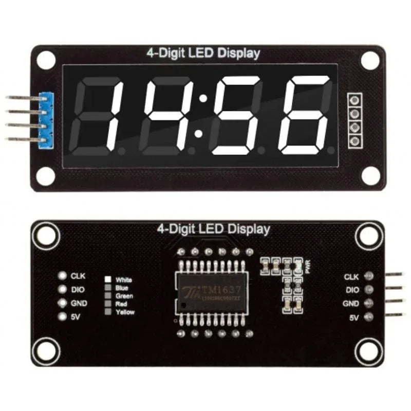 4 Digit 7 Segment TM1637 0.56'' Digital LED White - Robot Pi Shop