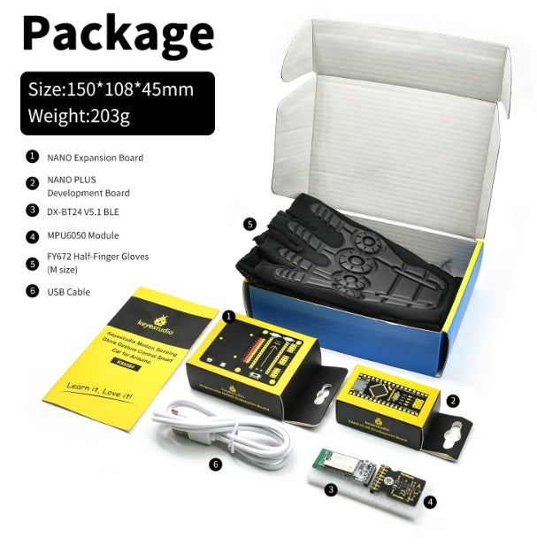 Keyestudio Motion Sensing Glove Gesture Nano Control Smart Car