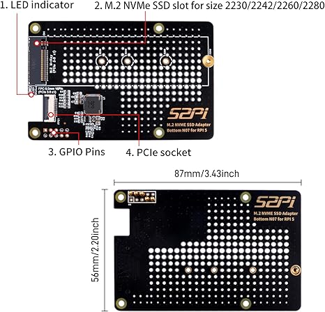 GeeekPi N07 PCIe M.2 M-Key NVMe SSD PCIe  for Raspberry Pi 5