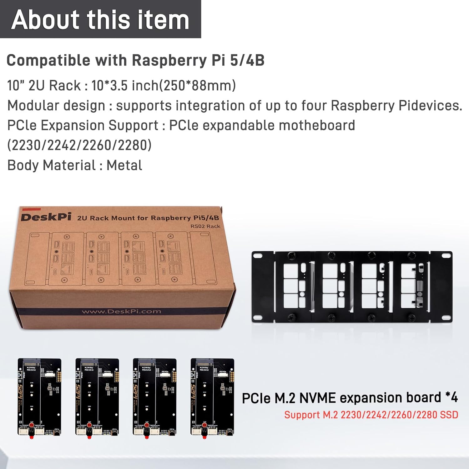 GeeekPi 10 Inch 2U Rack Mount for Raspberry Pi 5