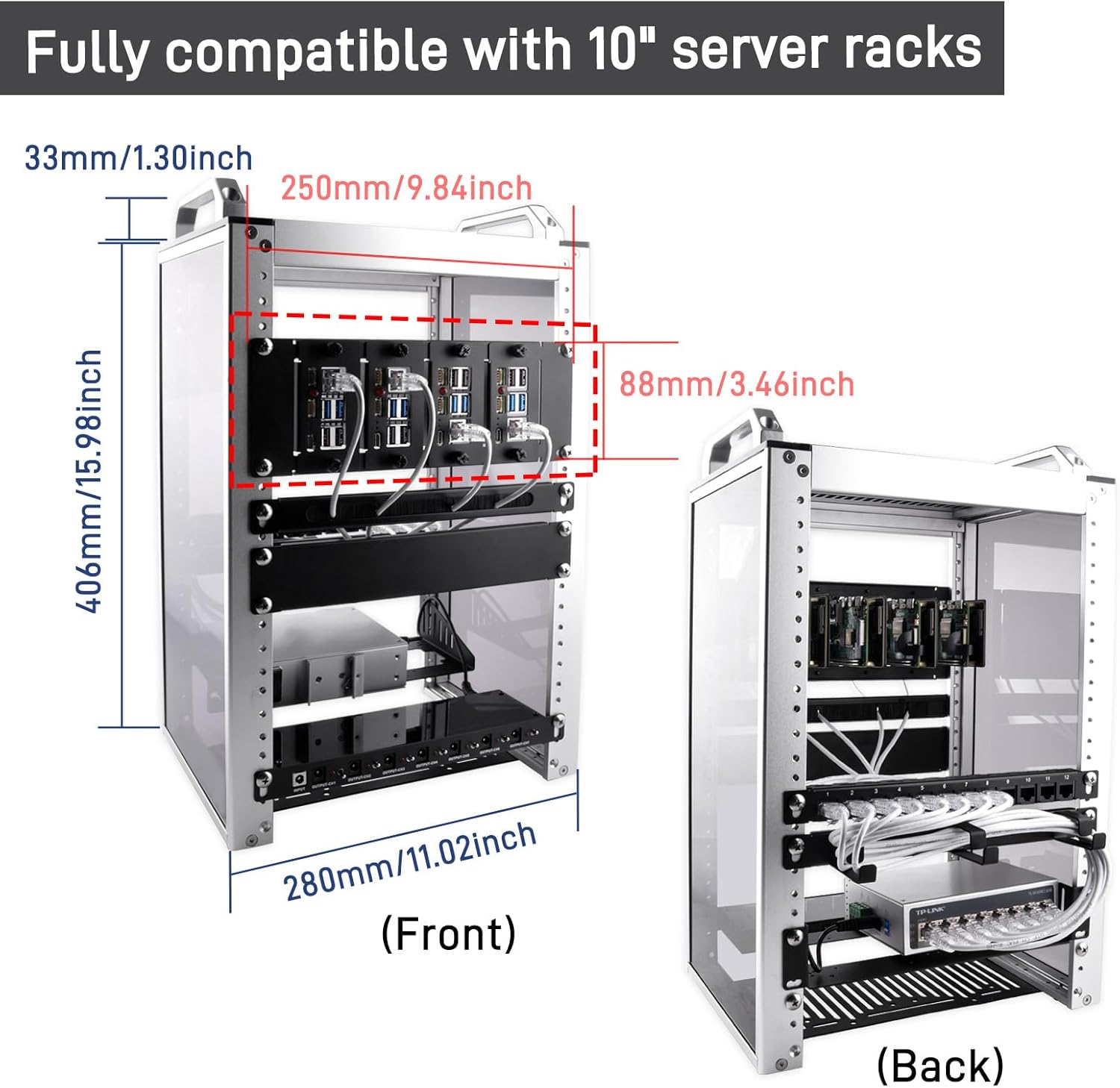Geekpi Rack Display GeeekPi 10 Inch 2U Rack Mount for Raspberry Pi 5 – Robot Pi Shop