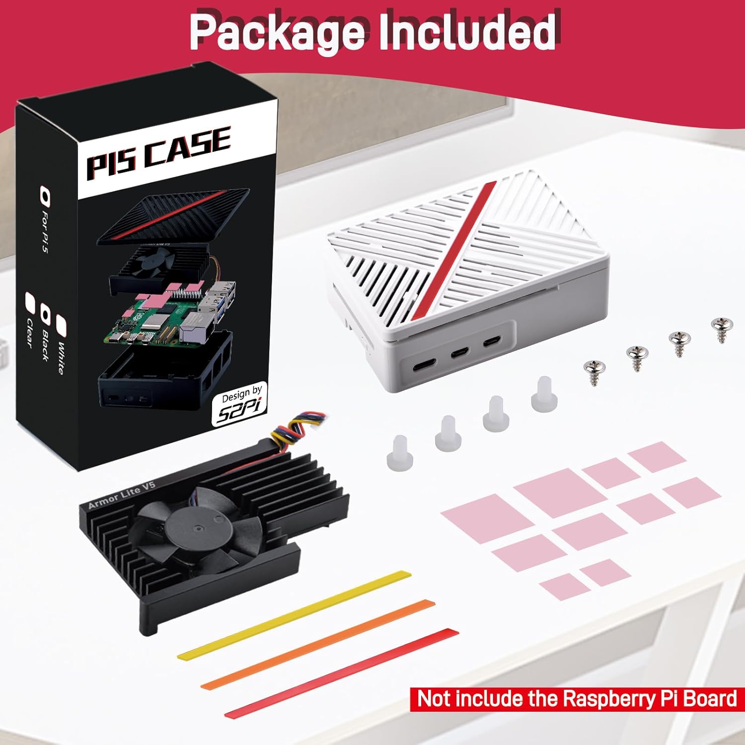 GeeekPi Raspberry Pi 5 White Case