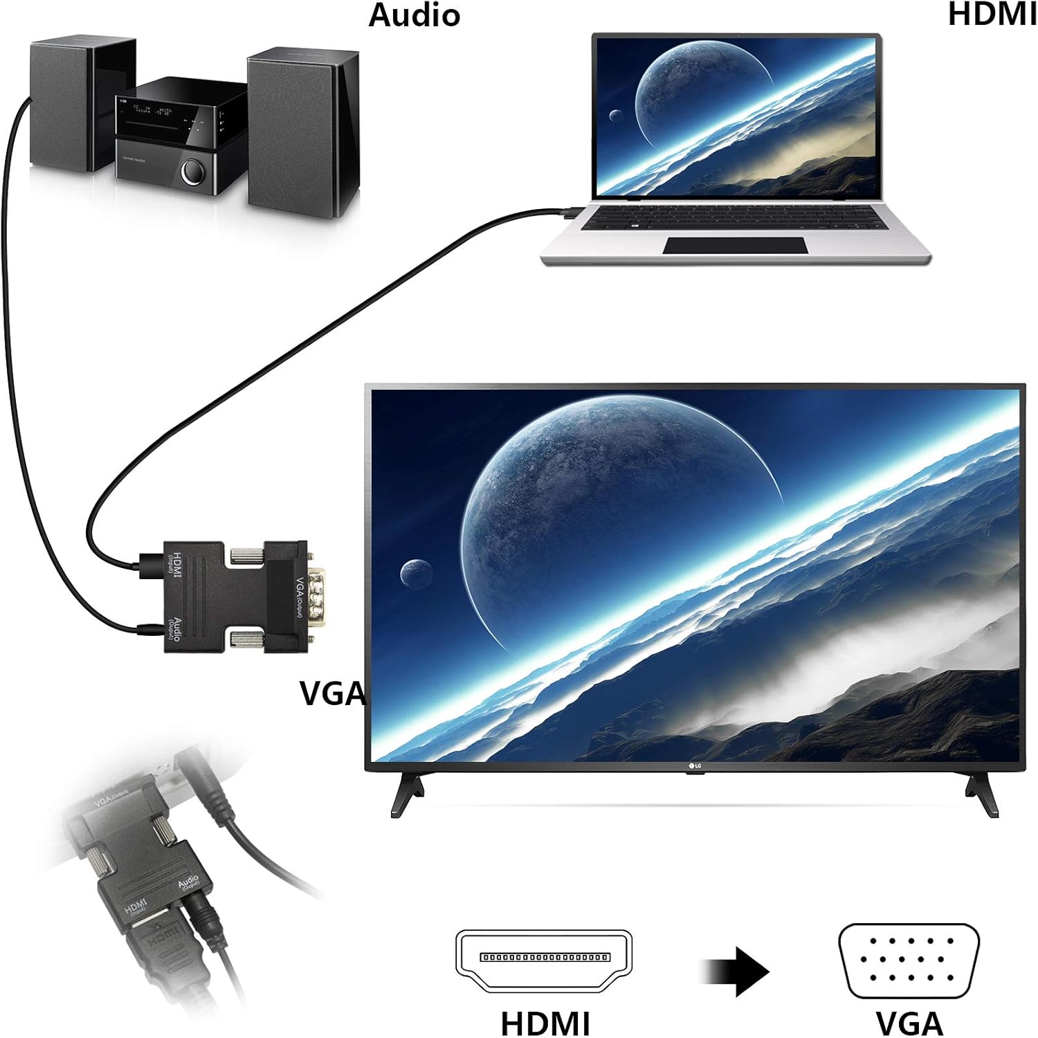 HDMI Female to VGA Male Converter with Audio