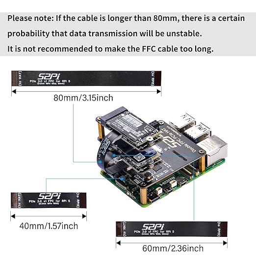 GeeekPi 3PCS 16Pin 0.5mm Pitch PCIe FPC Cables for Raspberry Pi 5
