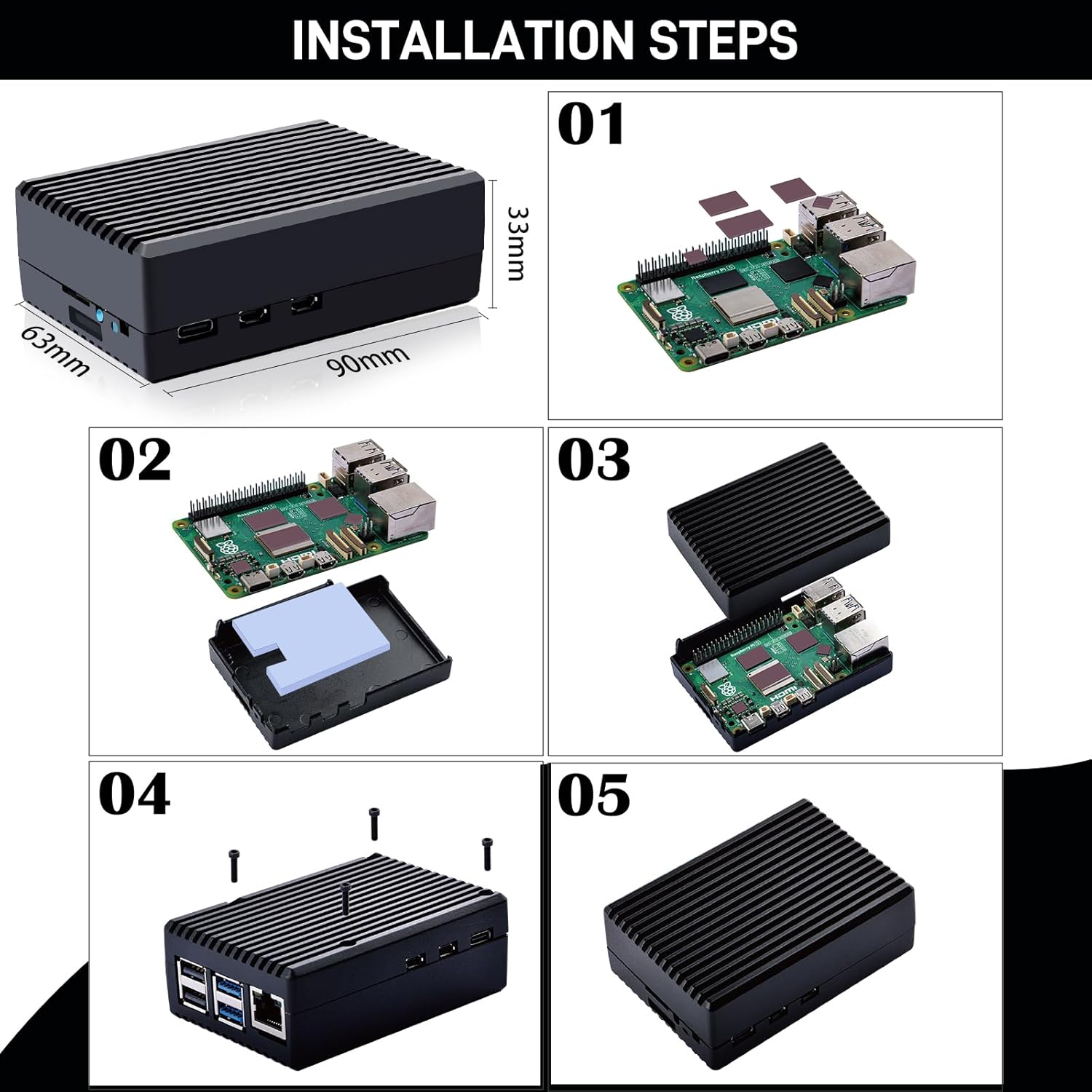 GeeekPi Aluminum Case Passive Cooler for Raspberry Pi 5