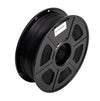 Spool of black filament on a white background