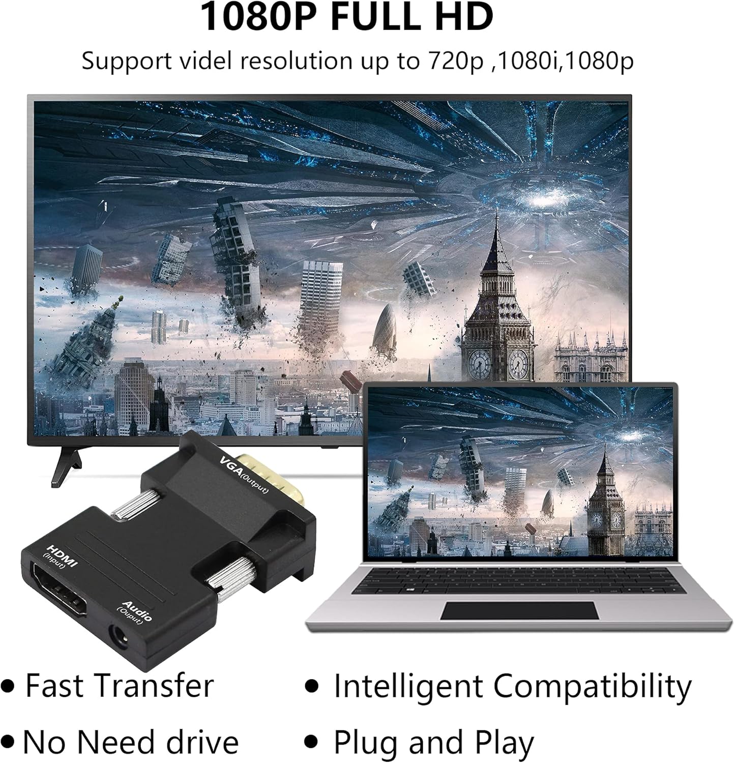 HDMI Female to VGA Male Converter with Audio