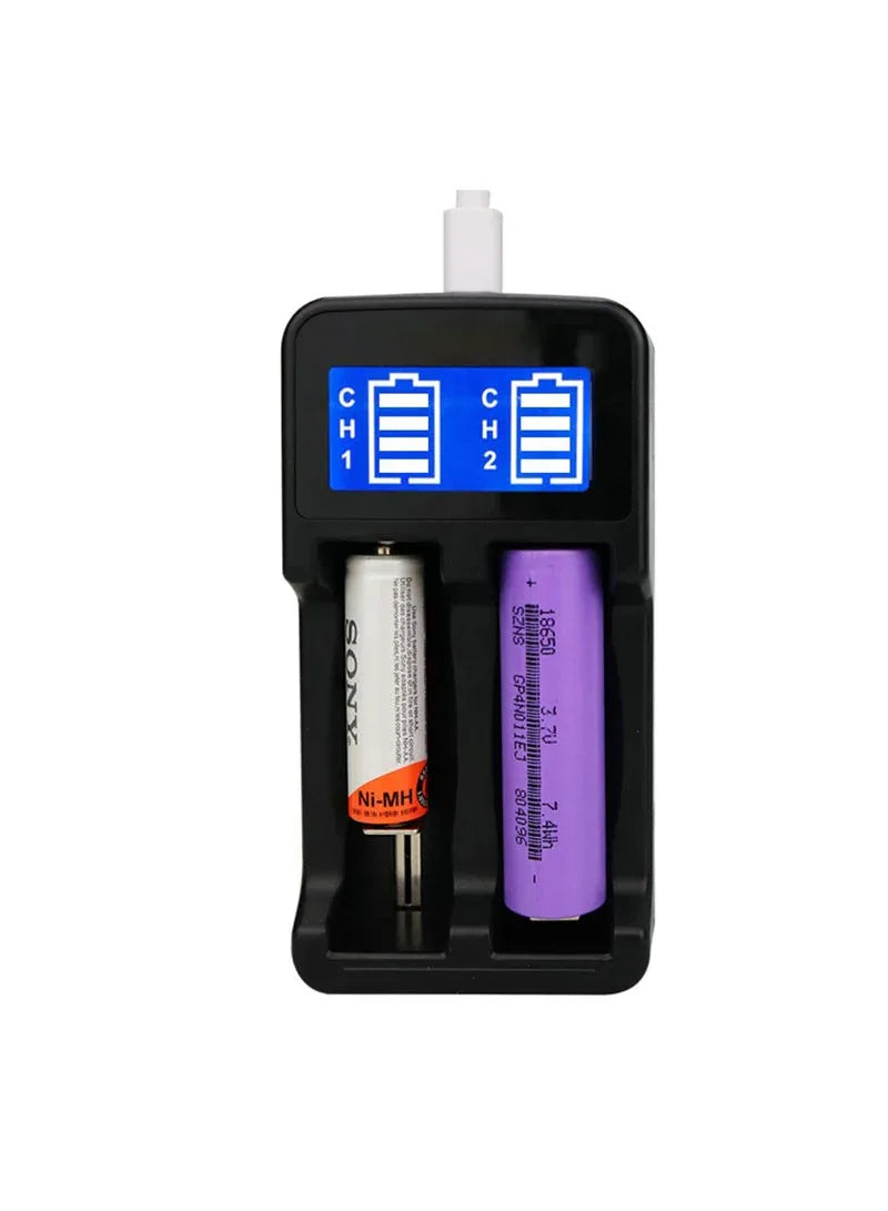 LCD Display Universal 2-Bay Smart Battery Charger YS-2 - Robot Pi Shop