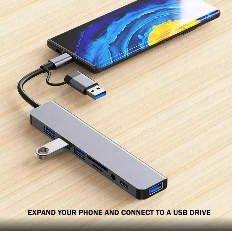 Type-C and USB3.0 to Combo 8 in 1