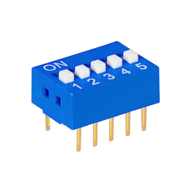 2.54mm DIP switch (SPST) 5 positions - Robot Pi Shop