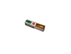 Small box with a green label on a white background