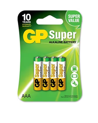 GP Battery Super Alkaline AAA 4 Batteries