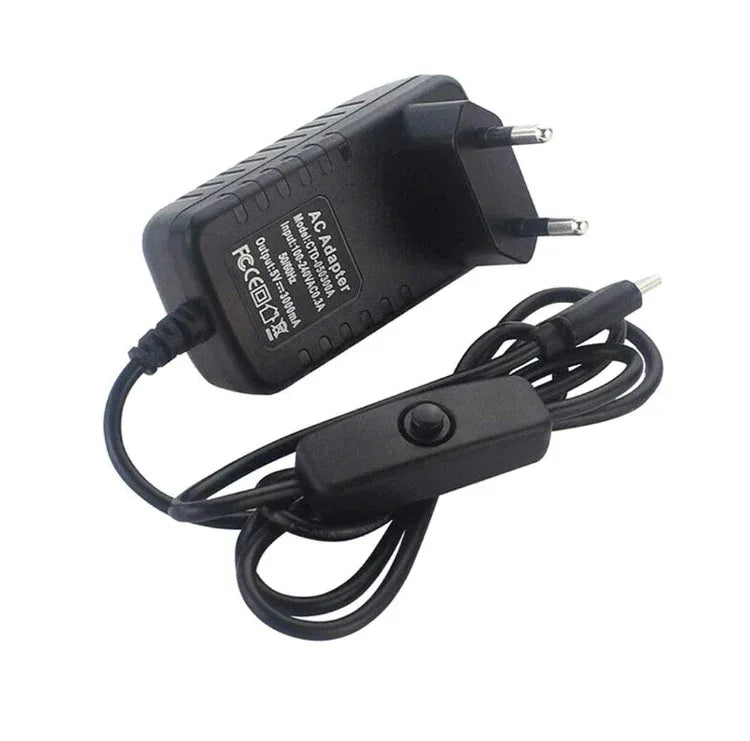 Power Adapter USB-C 5V 3A with On/Off Switch - Robot Pi Shop