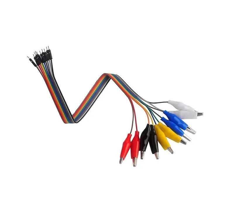 10Pins Alligator Clips with Male Connector Cable 20cm - Robot Pi Shop