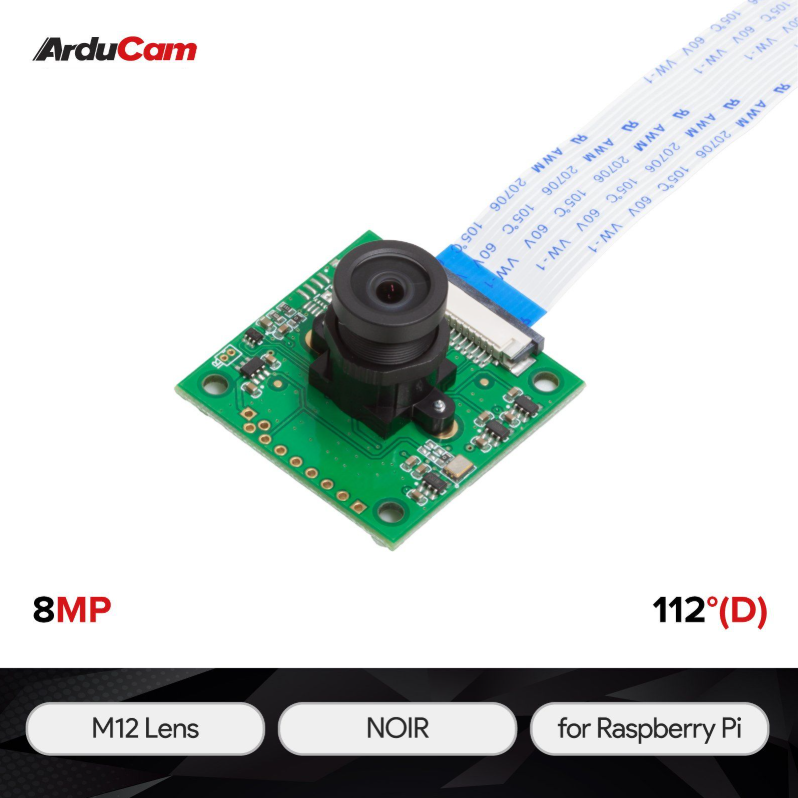 Arducam NOIR 8 MP Sony IMX219 camera module with M12 lens LS1820
