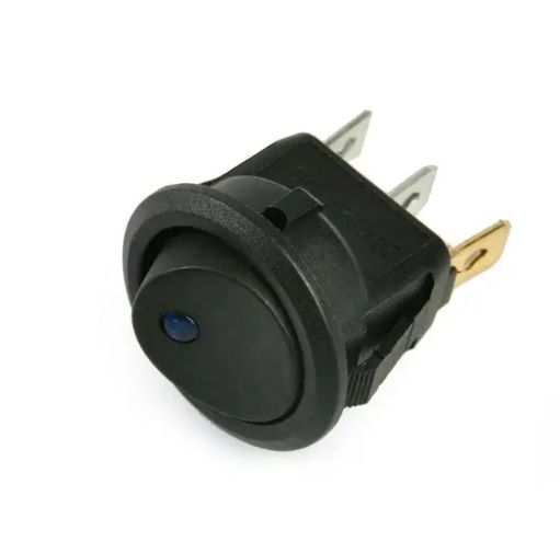 SPST 12V Round Dot Lighted Rocker Switch Toggle KCD1-Blue
