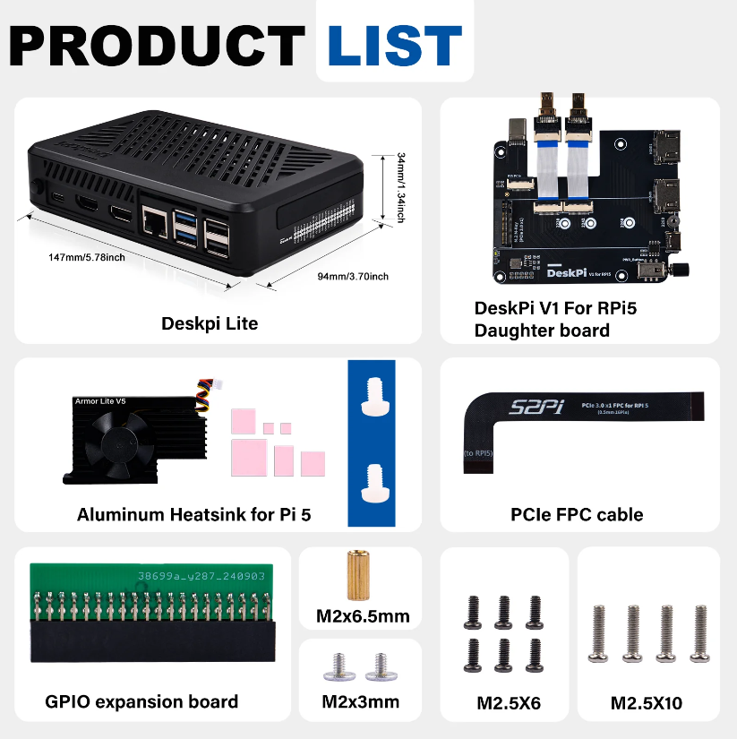 DeskPi Lite for Raspberry Pi 5
