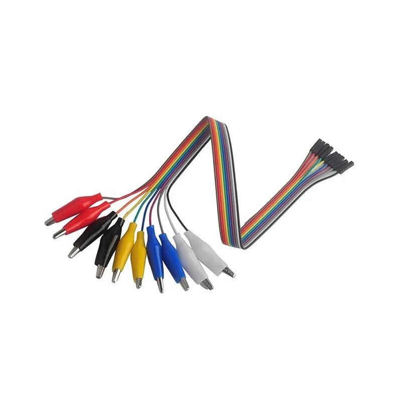 10Pins Alligator Clips with Female Connector Cable 20cm - Robot Pi Shop